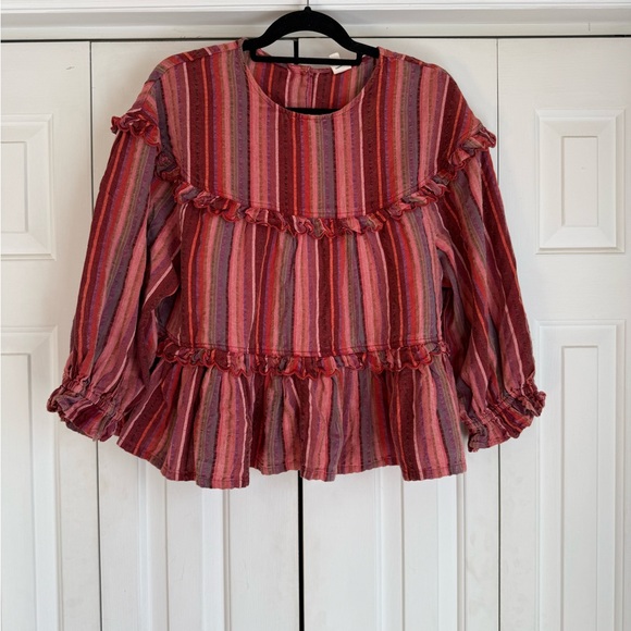 Ivy Jane Women’s Multi Striped Tier Top Feminine Flowy Button Up Back Size Large - Picture 2 of 6